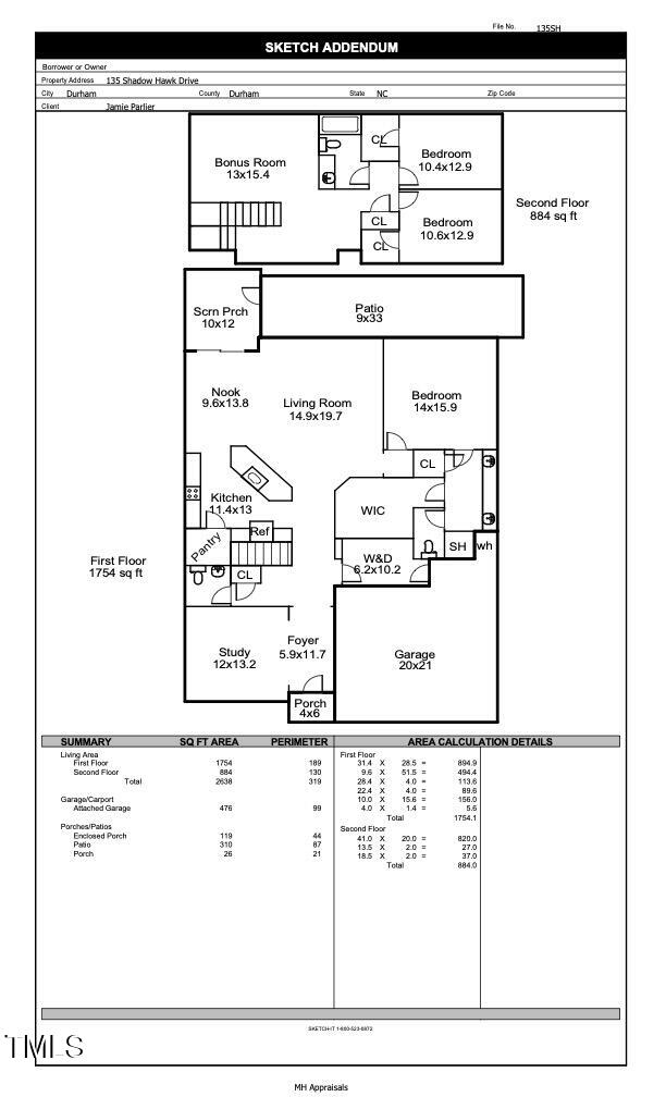 135 Shadow Hawk Drive Durham, NC 27713 - Photo 50 of 50 Floor Plan 135 Shadow Hawk