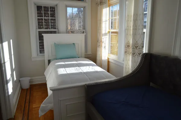 a view of a balcony with chair