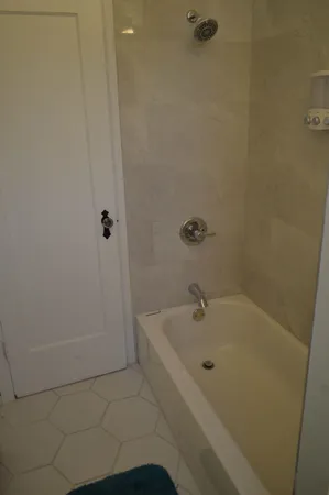 a bathroom with a bathtub