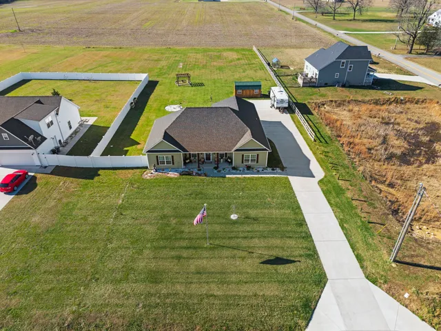 a view of an outdoor space and a swimming pool