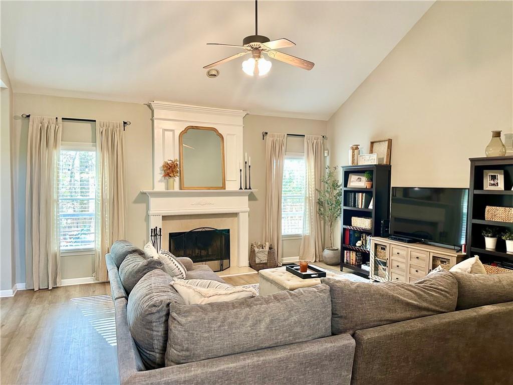 2533 Gold Hill Court Villa Rica, GA 30180 - Photo 22 of 50 a living room with furniture and a fireplace