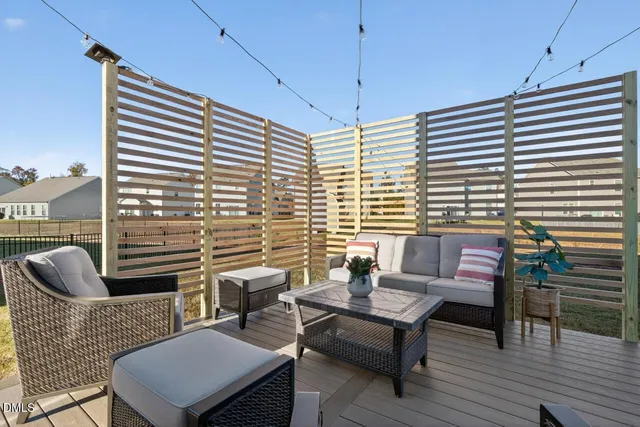 a outdoor living space with furniture