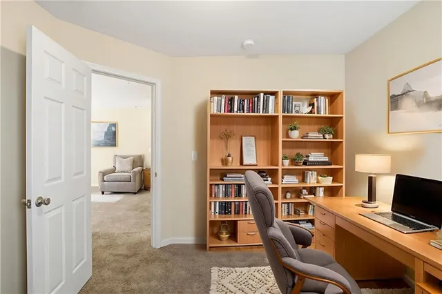 a workspace with furniture