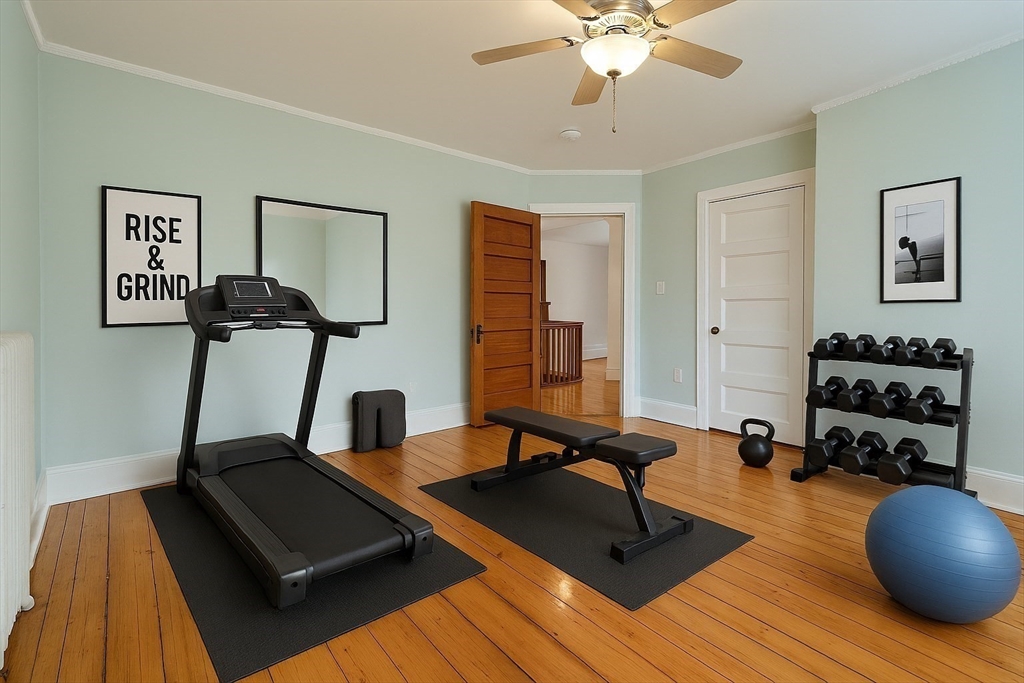 141 Beacon Street Boston, MA 02136 - Photo 25 of 40 a room with gym equipment and view of living room