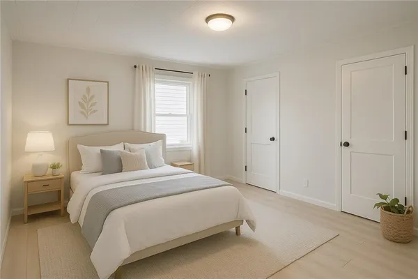 a bathroom with a shower and toilet