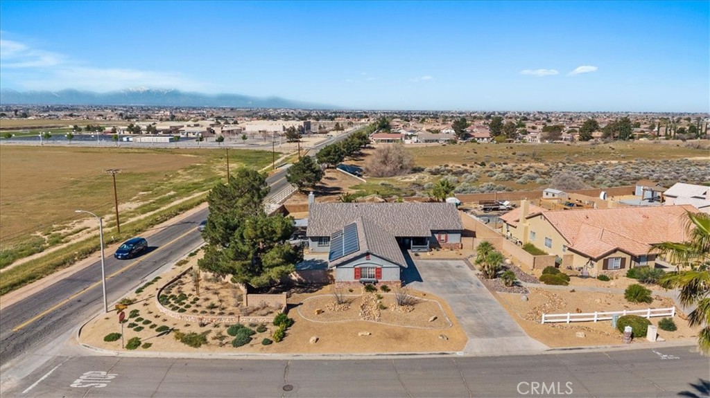 12920 Choco Road Apple Valley, CA 92308 - Photo 35 of 39 Aerial (full property): Aerial view showcasing expansive lot, corner positioning, and backyard layout