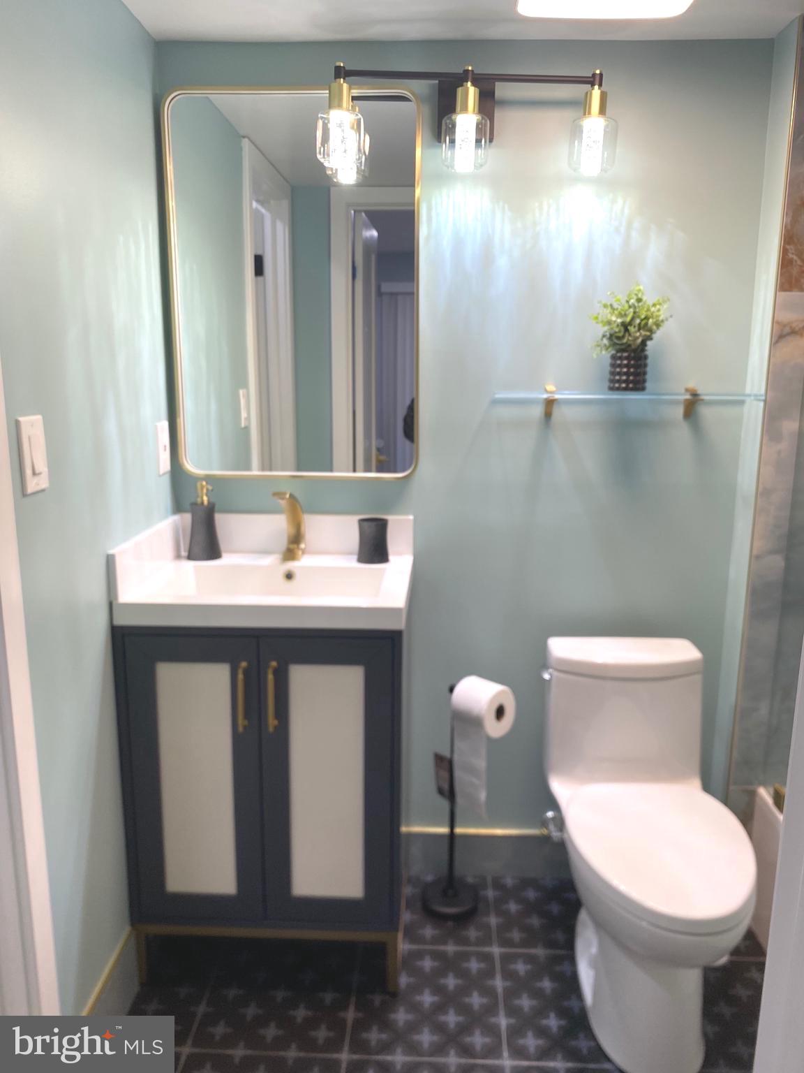 9712 Hellingly Place, Unit 209 Gaithersburg, MD 20886 - Photo 18 of 29 a bathroom with a sink a toilet and a mirror