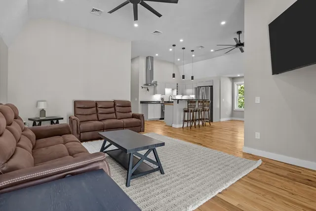 a living room with furniture