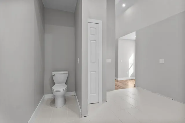 a view of a bathroom with a bathtub