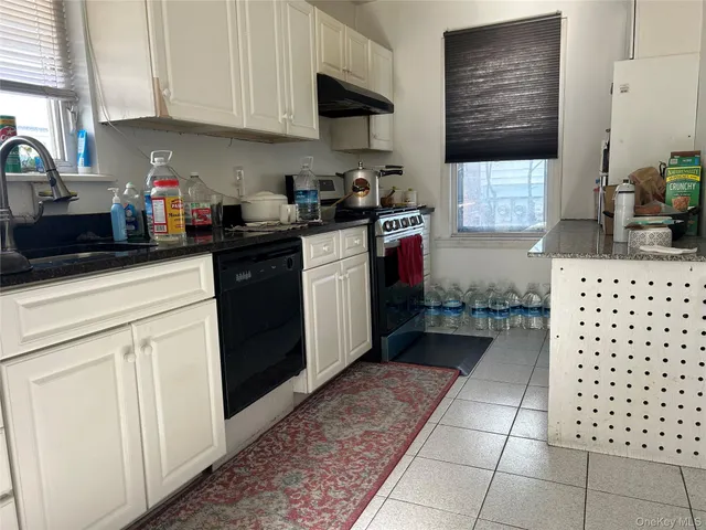 a kitchen with a sink a stove and cabinets