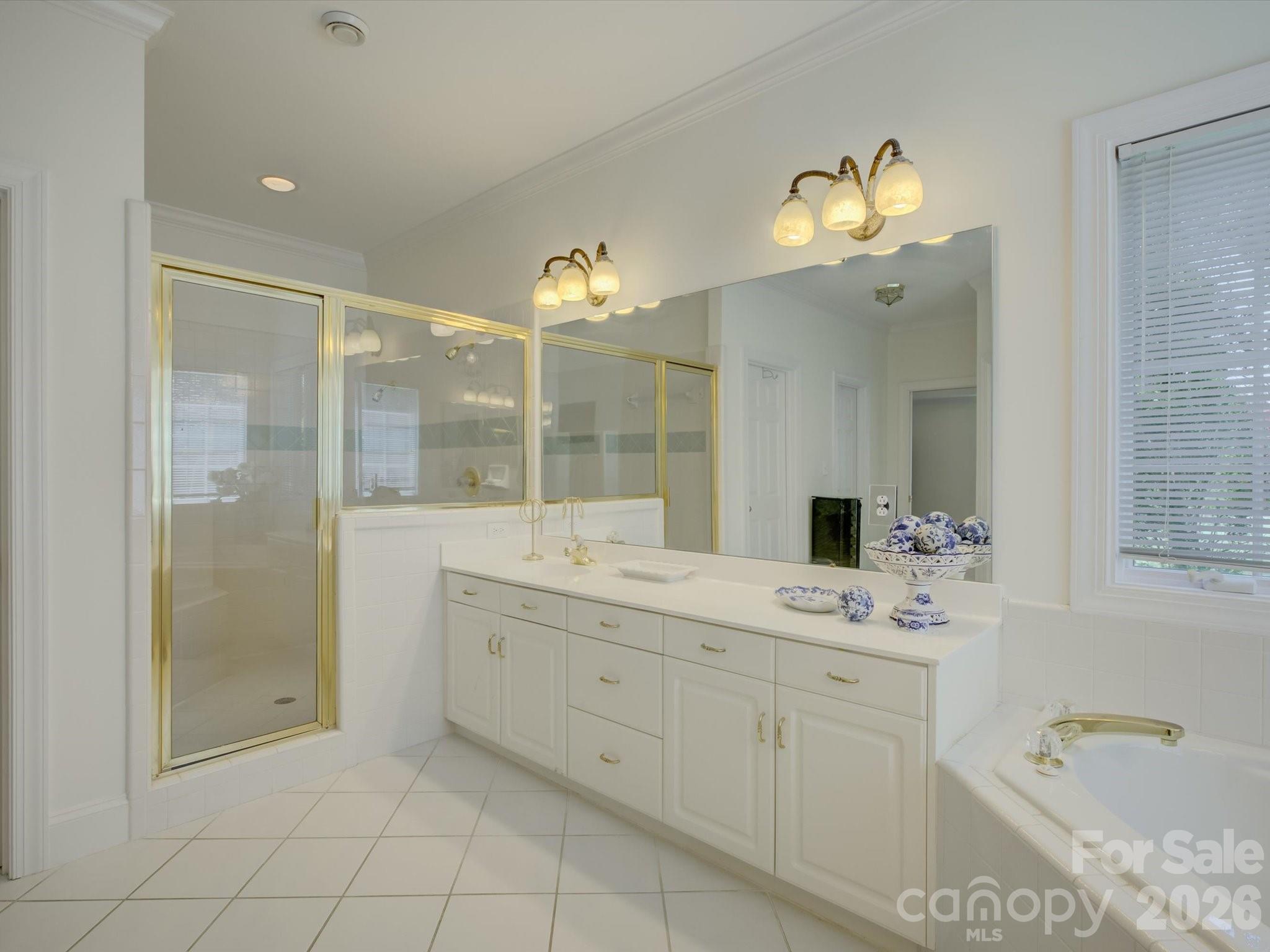 2980 Robinwood Road Gastonia, NC 28054 - Photo 25 of 48 a spacious bathroom with a granite countertop sink a mirror and a shower