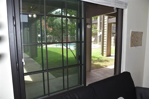 a view of a glass door