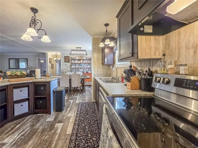 a kitchen with lots of counter top space