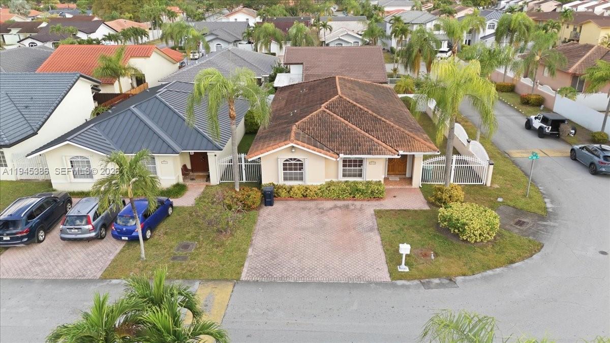 an aerial view of a house