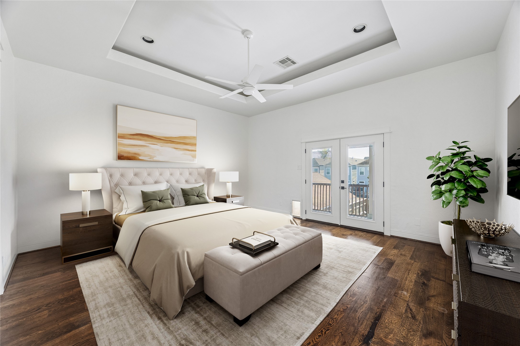 1408 West 23rd Street Houston, TX 77008 - Photo 24 of 39 a bedroom with a large bed chandelier and a window