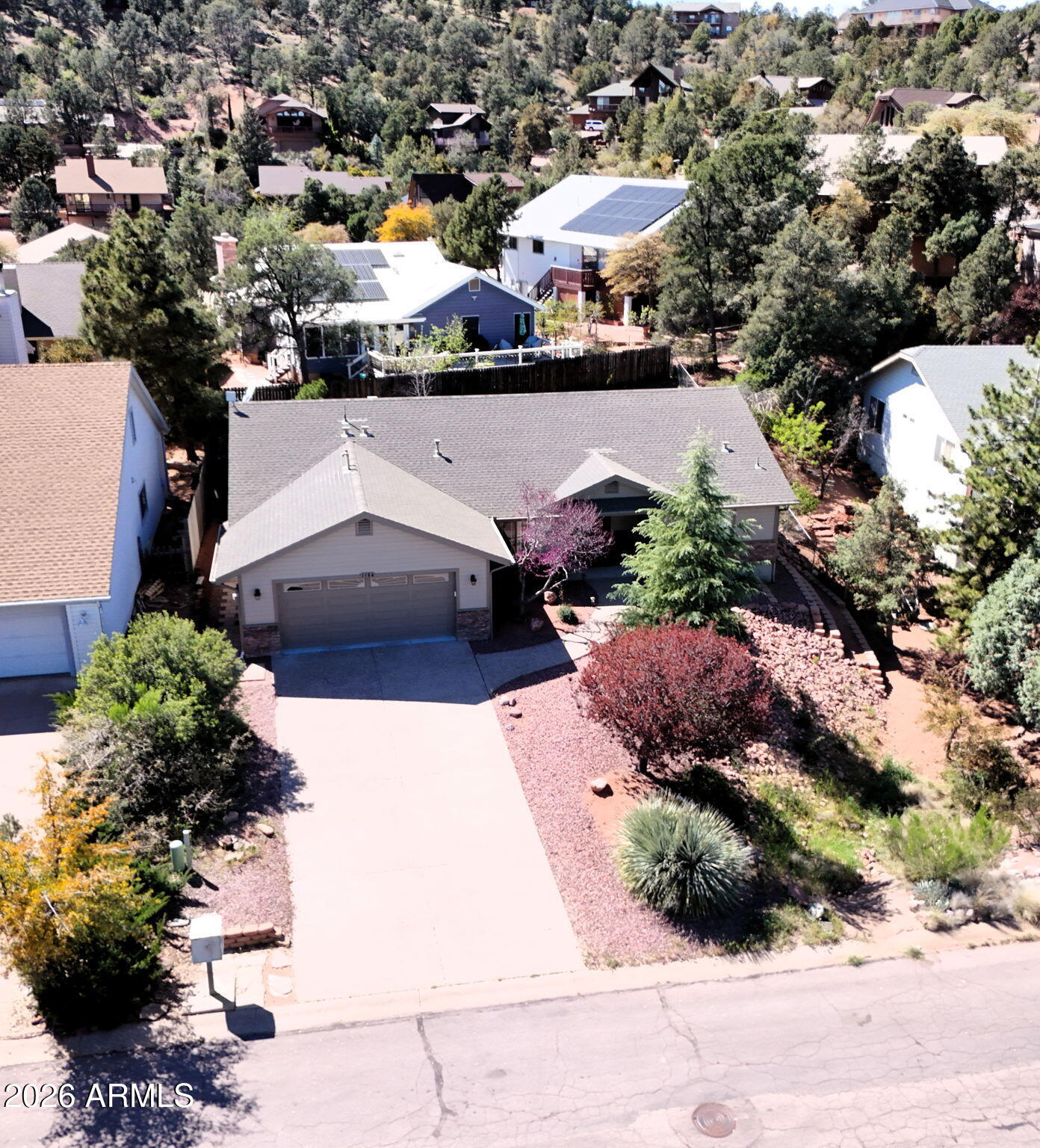 1104 North Rhone Circle Payson, AZ 85541 - Photo 25 of 39 an aerial view of a house with a yard and lake view
