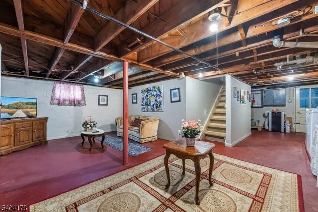 a view of a storage room with furniture