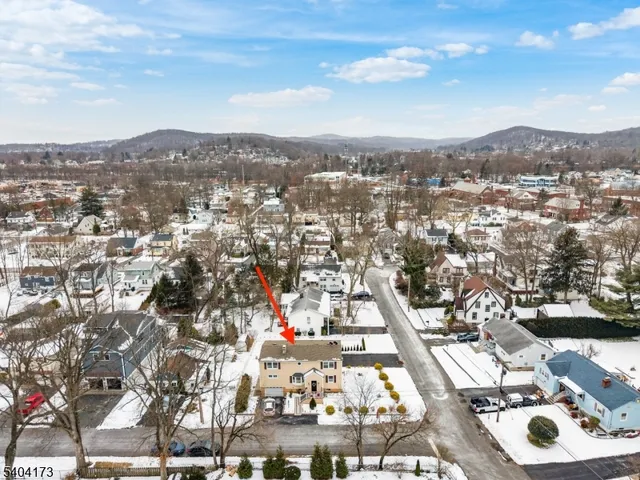 an aerial view of residential houses with city view