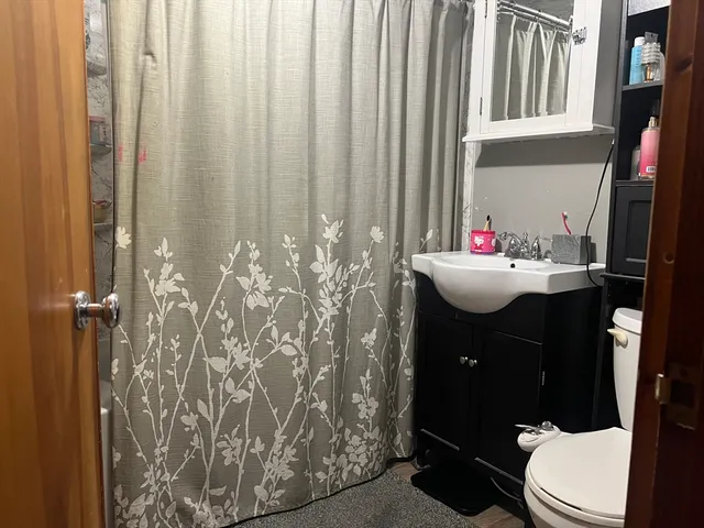 a bathroom with a sink and toilet