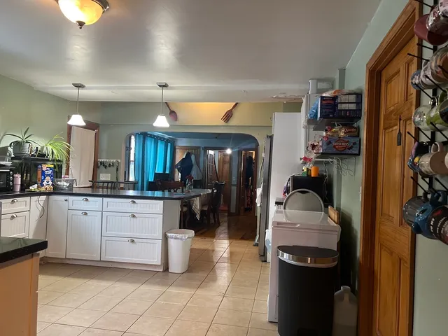 a kitchen with counter top space