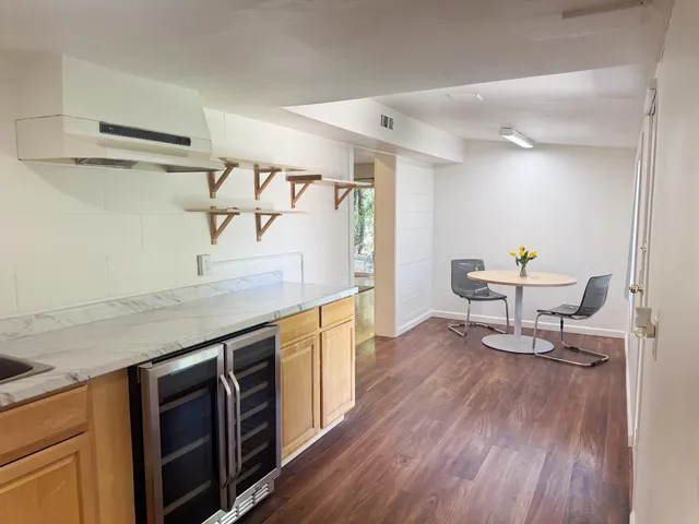 a view of a lake with a city