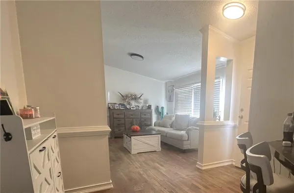 a view of a swimming pool with a lake view