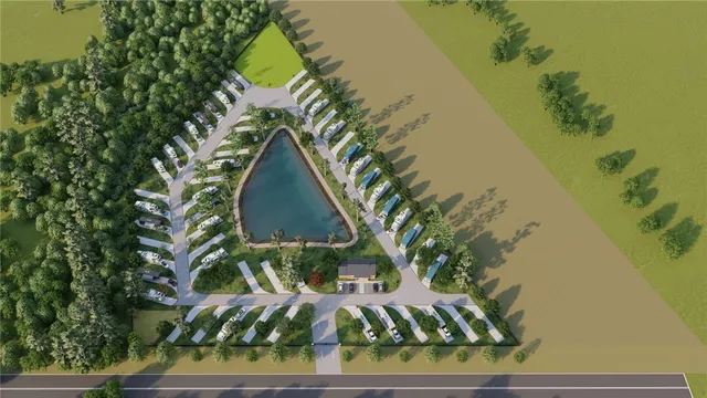 a view of a city and lake