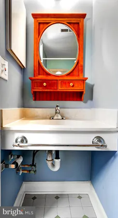 an empty room with a workbench