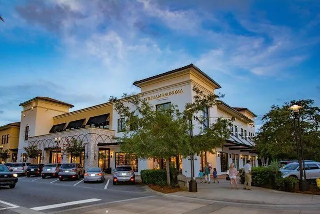 a view of a street with a building and a street light