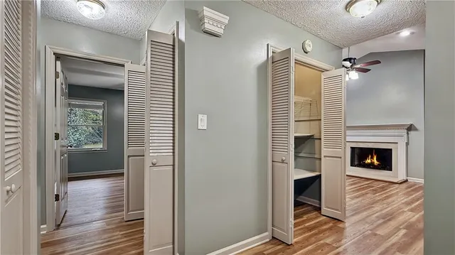 a view of a livingroom with a fireplace