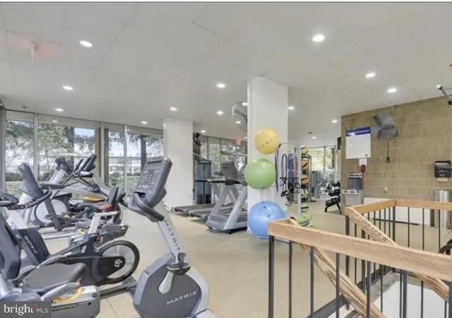 a view of a terrace with seating area