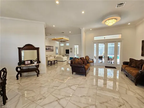 a living room with furniture