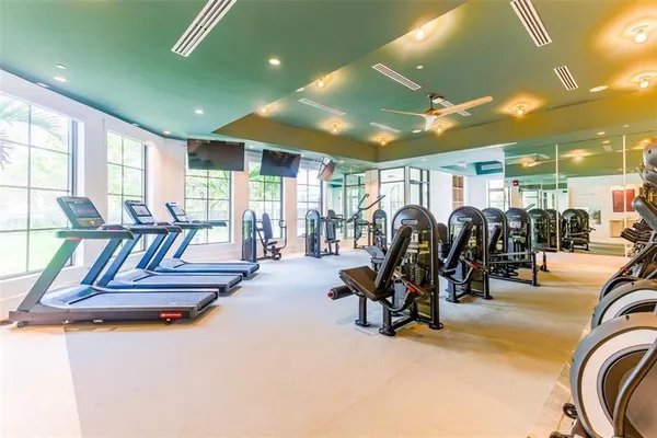 a view of a room with gym equipment