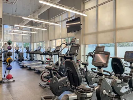 a view of a room with gym equipment