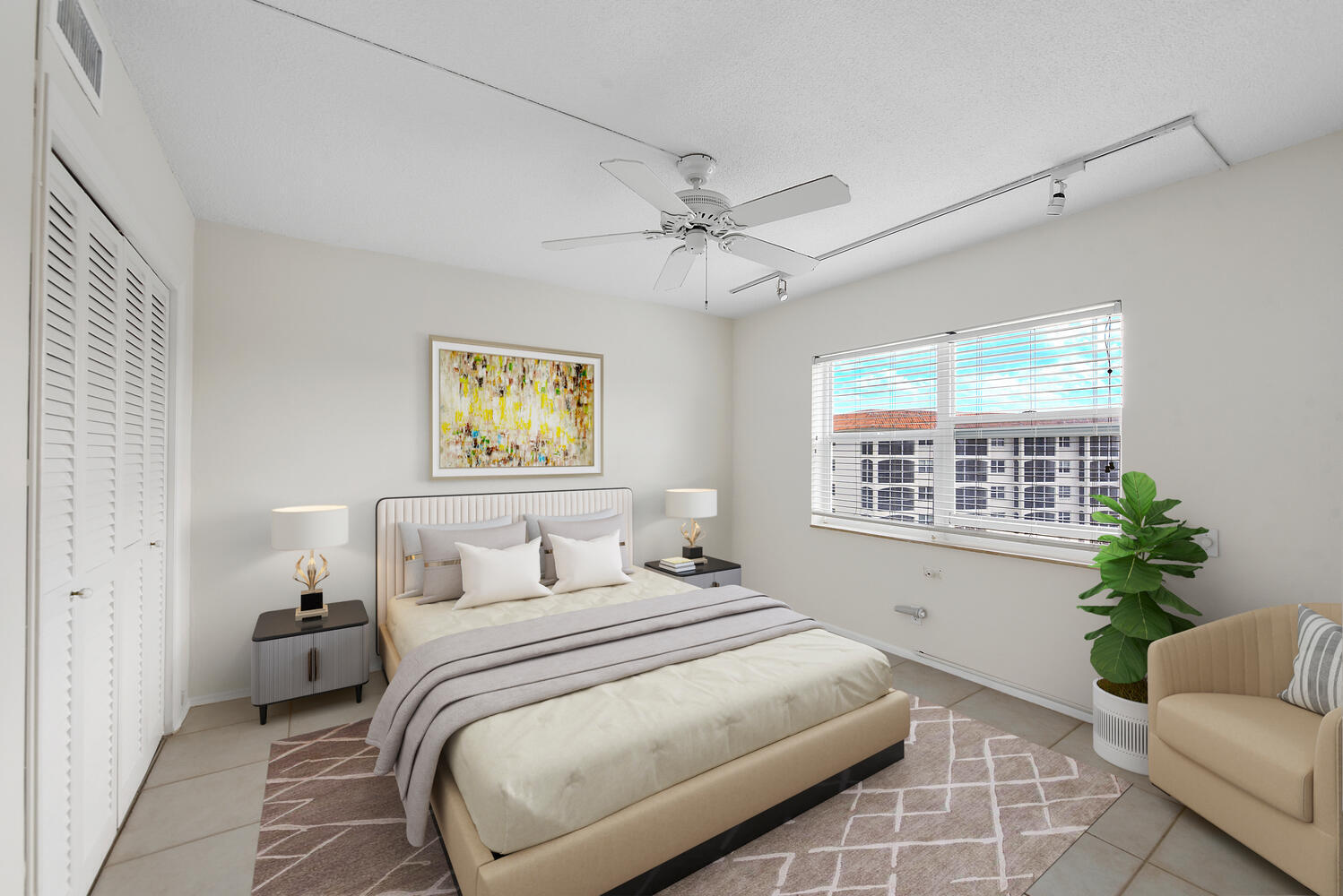 2871 North Ocean Boulevard, Unit F429 Boca Raton, FL 33431 - Photo 13 of 38 a bedroom with a large bed couch and a window