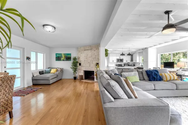 a living room with furniture and a couch