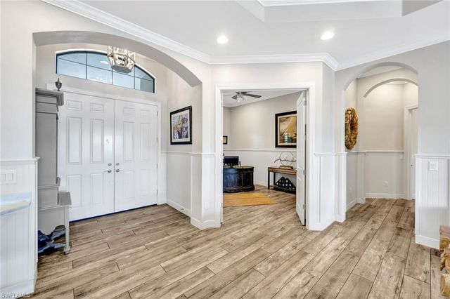 a view of a livingroom with wooden floor