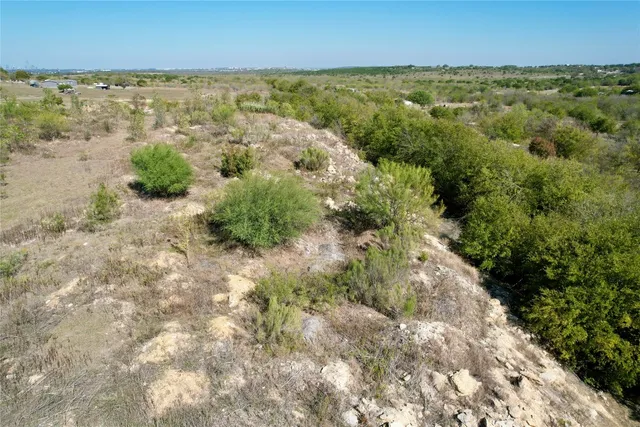 a view of a field of grass and trees