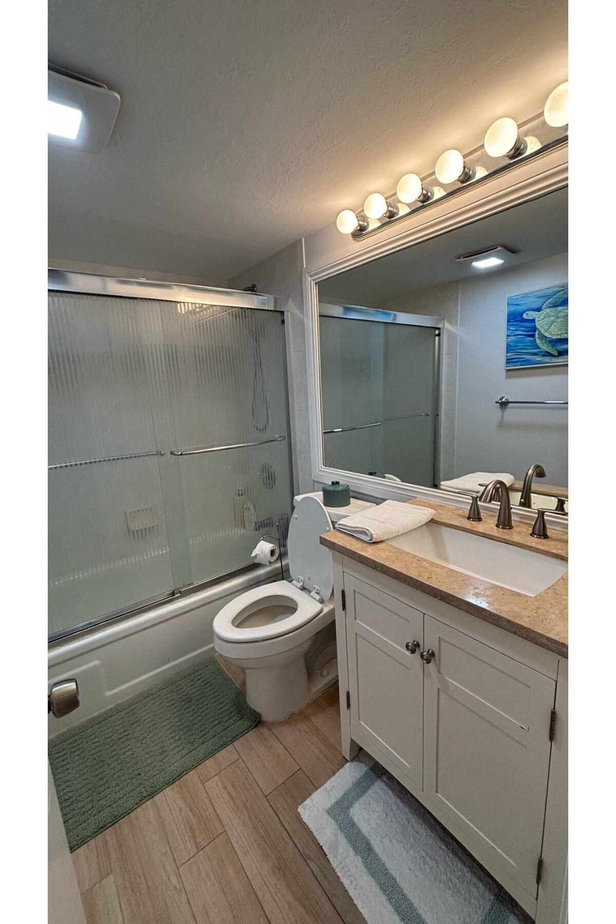 4200 North Ocean Avenue, Unit 1605 Riviera Beach, FL 33404 - Photo 3 of 19 a bathroom with a toilet a sink and mirror