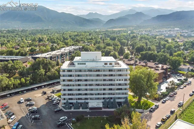 a view of a city with tall buildings
