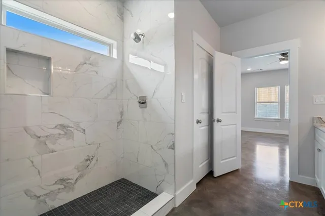 a bathroom with a shower