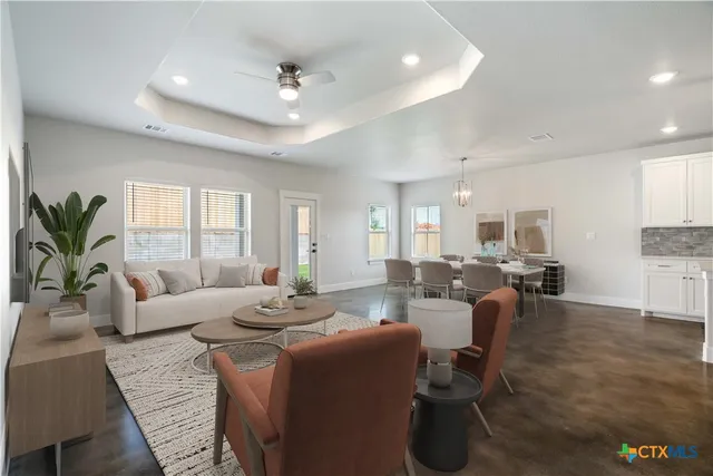 a living room with furniture