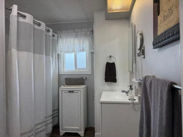 a bathroom with a bathtub