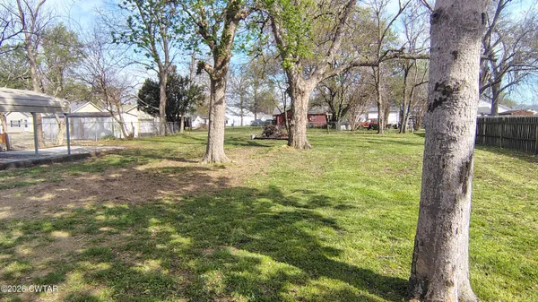 a view of a yard with a tree