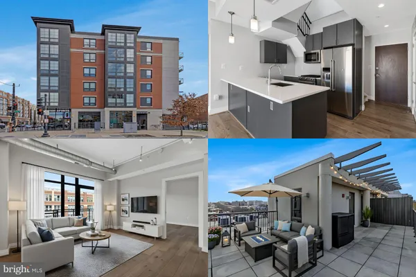 a large kitchen with a large counter top appliances and cabinets