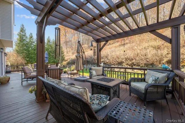 a outdoor living space with furniture and garden view