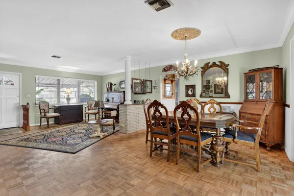 a view of a livingroom and dining room