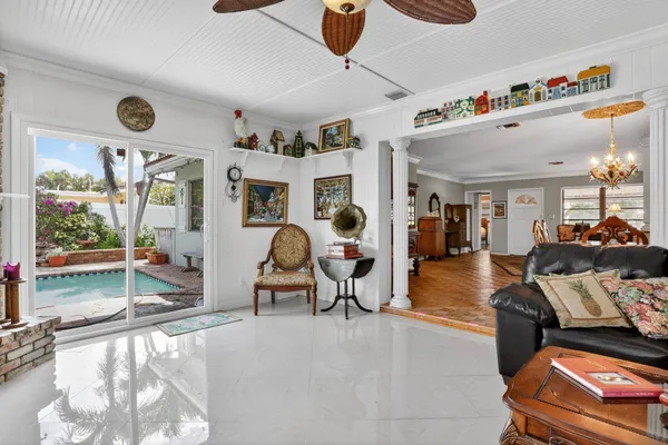 a living room with furniture