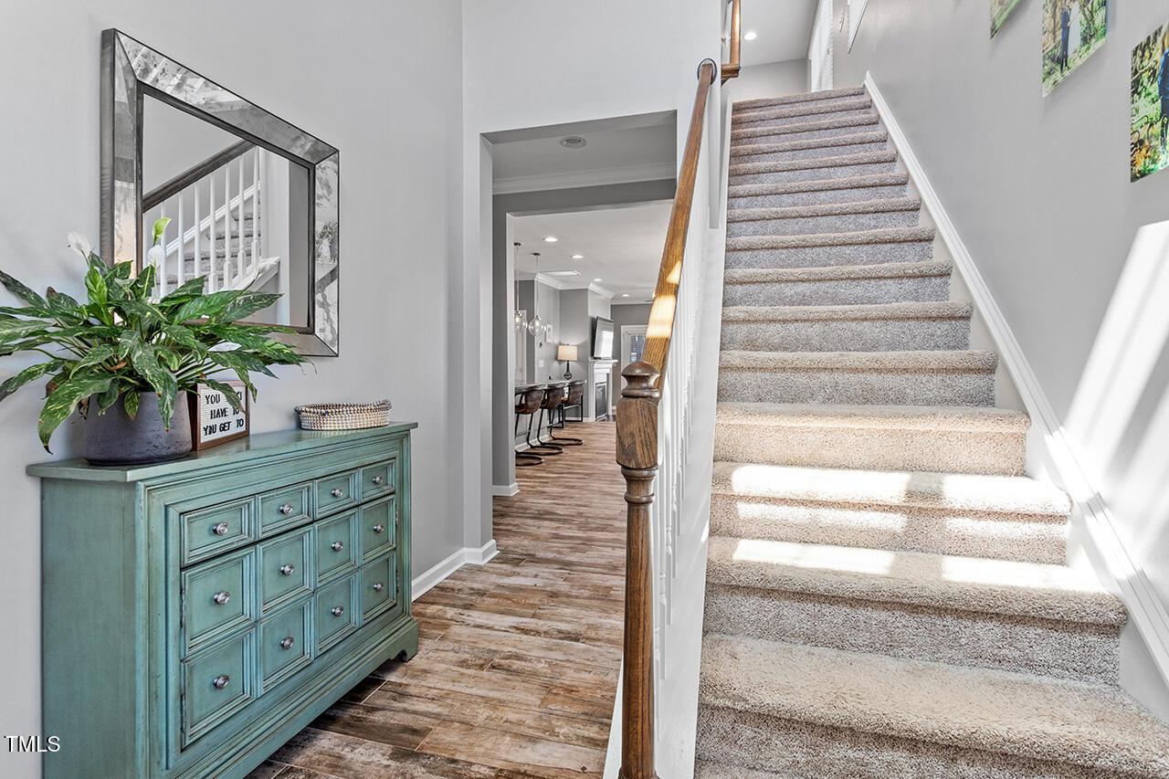 1420 Southpoint Trail Durham, NC 27713 - Photo 4 of 33 a view of entryway and hall with wooden floor