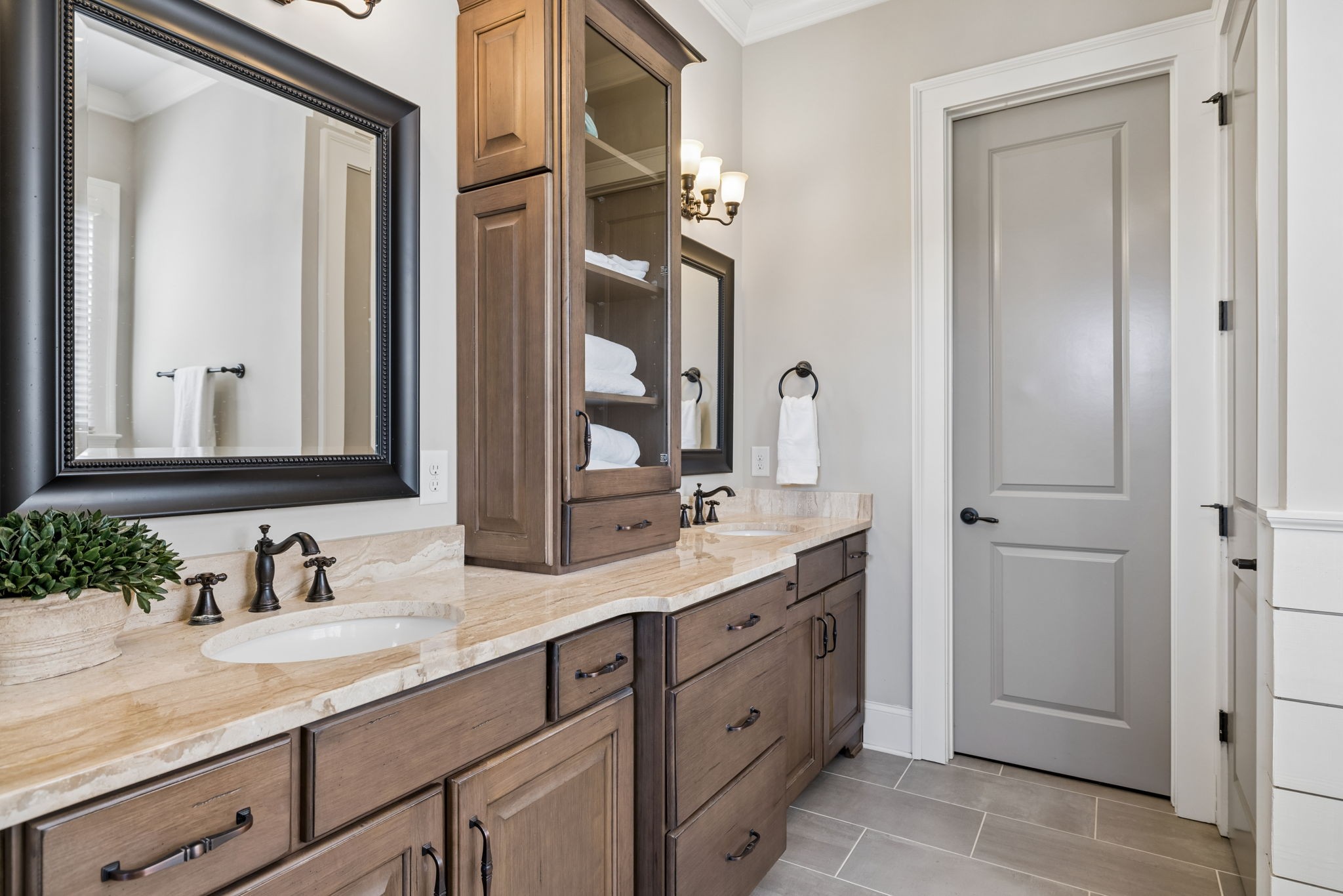 6033 Native Pony Trail College Grove, TN 37046 - Photo 49 of 87 a bathroom with a granite countertop sink and a mirror